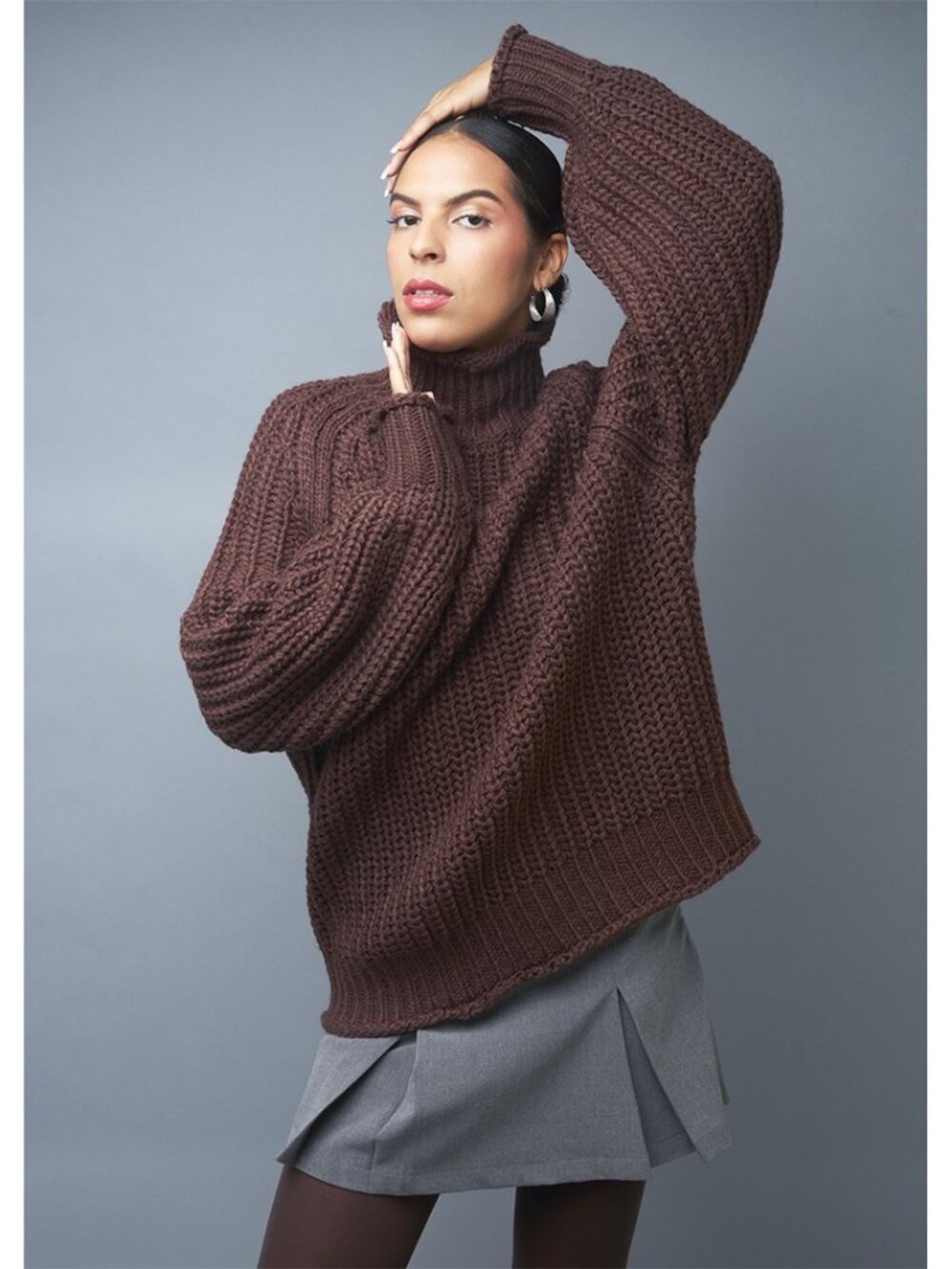 Brown Chunky Knit Pullover Sweater